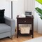 Costway Nightstand with Drawer Storage Shelf Wooden Bedside Sofa Side Table White\Brown